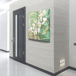 White Lilies 24-inch x24-inch canvas met twee pane Afdruk