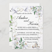 White Lilies and Doves Invitation Kaart (Voorkant / Achterkant)