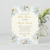 White Lilies Baby shower Invitation met QR Code (Staand voorkant)