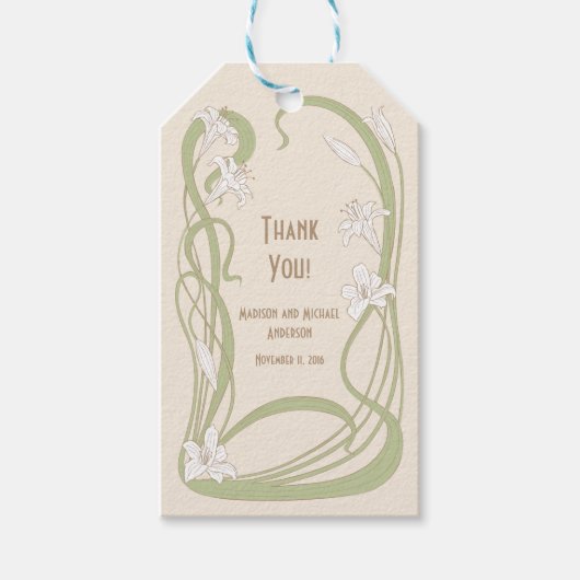 White Lilies Bedankt Cadeaulabel (Voorkant)
