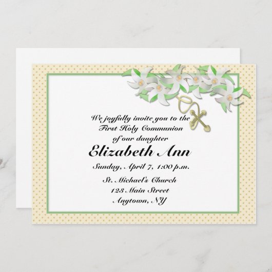 White Lilies Christelijke uitnodiging (Voorkant / Achterkant)