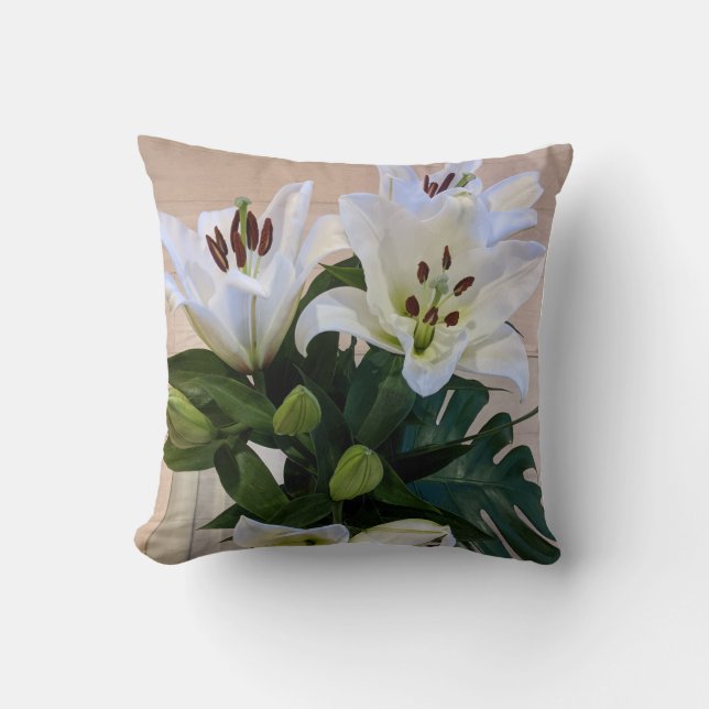 White Lilies Cushion Kussen (Voorkant)