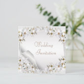 White Lilies, Doves & Wedding Bands Wedding Invite Kaart (Staand voorkant)