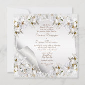 White Lilies, Doves & Wedding Bands Wedding Invite Kaart (Achterkant)