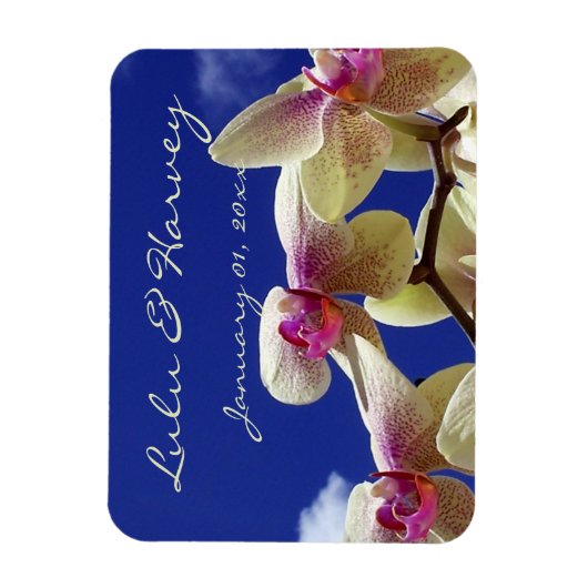 White Lilies en Sky Personal Wedding Magneet (Verticaal)