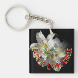 White Lilies Fantasy Blissful Living Circle Sleutelhanger