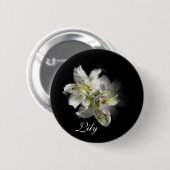 White Lilies Fantasy Ronde Button 5,7 Cm (Voorkant /achterkant)