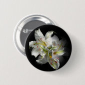 White Lilies Fantasy Ronde Button 5,7 Cm (Voorkant /achterkant)