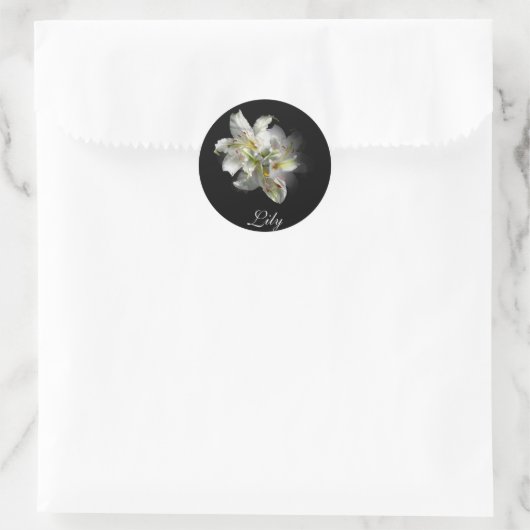 White Lilies Fantasy Ronde Sticker (Tas)