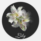 White Lilies Fantasy Ronde Sticker (Voorkant)