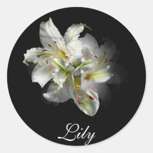 White Lilies Fantasy Ronde Sticker