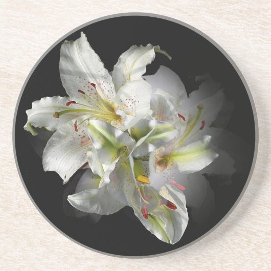 White Lilies Fantasy Zandsteen Onderzetter (Voorkant)