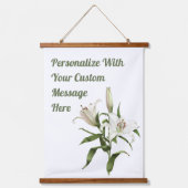 White Lilies Floral Botanical Art op maat gemaakt Hangend Wandkleed (Voorkant)