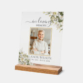 White Lilies Floral Funeral Celebration of Life Acryl Bord (Hoek)