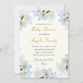 White Lilies Flowers Baby shower Invitation (Voorkant)