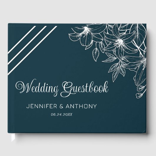 White Lilies Hand Drawn Gastenboek (Voorkant)