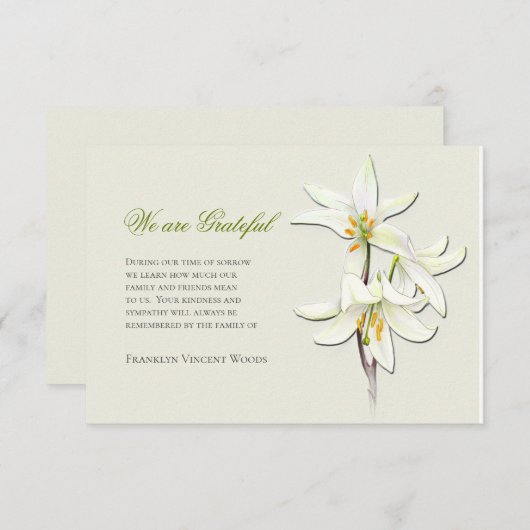 White Lilies - Hartelijk dank Bedankkaart (Voorkant / Achterkant)