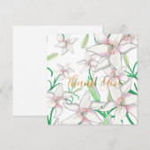 White Lilies Illustration Bedankkaart (Voorkant / Achterkant)