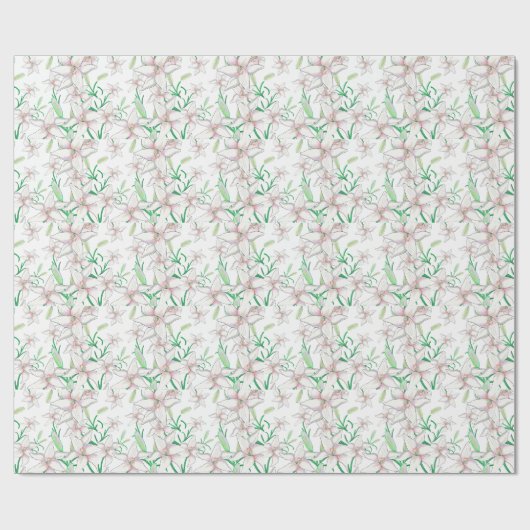 White Lilies Illustration Cadeaupapier (Vlak)