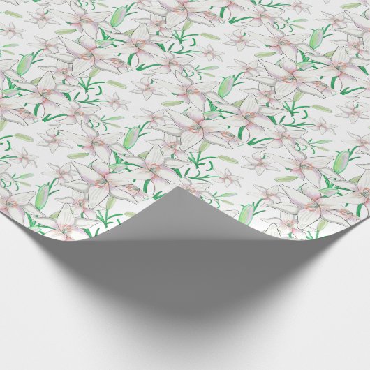 White Lilies Illustration Cadeaupapier (Hoek)