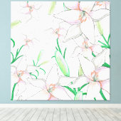 White Lilies Illustration Canvas Afdruk (Insitu (Houten vloer))