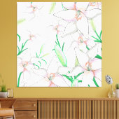 White Lilies Illustration Canvas Afdruk (Insitu (Woonkamer))