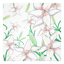 White Lilies Illustration Foto Afdruk