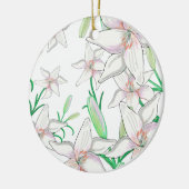 White Lilies Illustration Keramisch Ornament (Links)