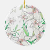 White Lilies Illustration Keramisch Ornament (Achterkant)