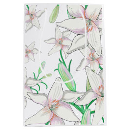 White Lilies Illustration Medium Cadeauzakje