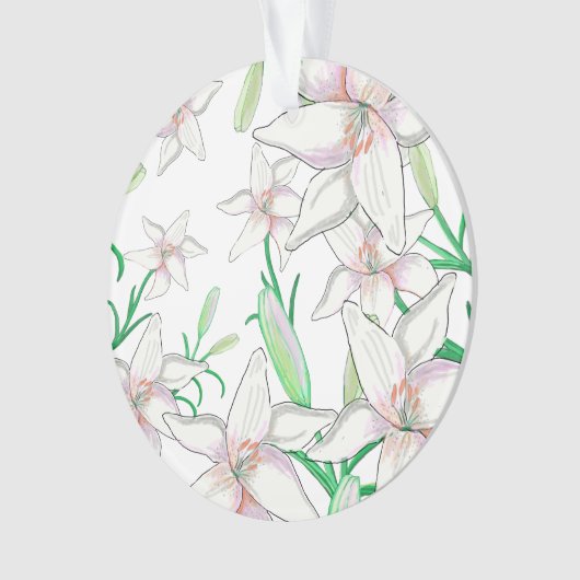 White Lilies Illustration Ornament (voorkant)