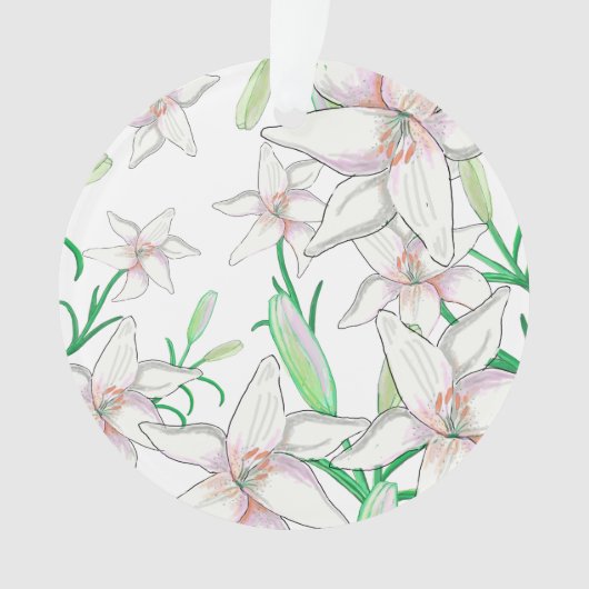White Lilies Illustration Ornament (voorkant)