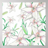 White Lilies Illustration Poster (Voorkant)