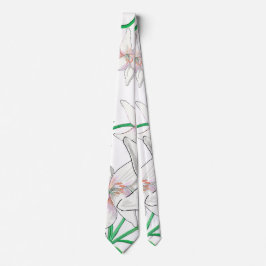 White Lilies Illustration Stropdas