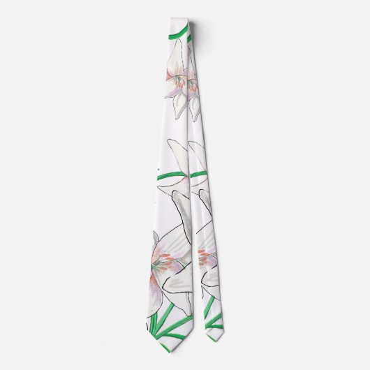 White Lilies Illustration Stropdas (Voorkant)