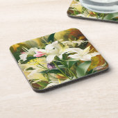 White Lilies in Bloom Bier Onderzetter (Linkerzijde)