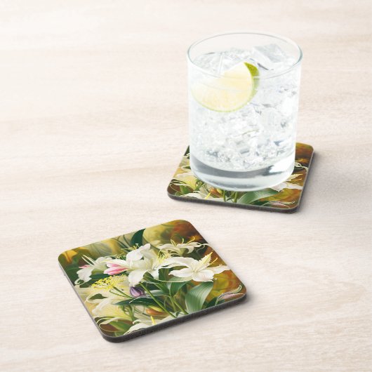 White Lilies in Bloom Bier Onderzetter (Rechterzijde)