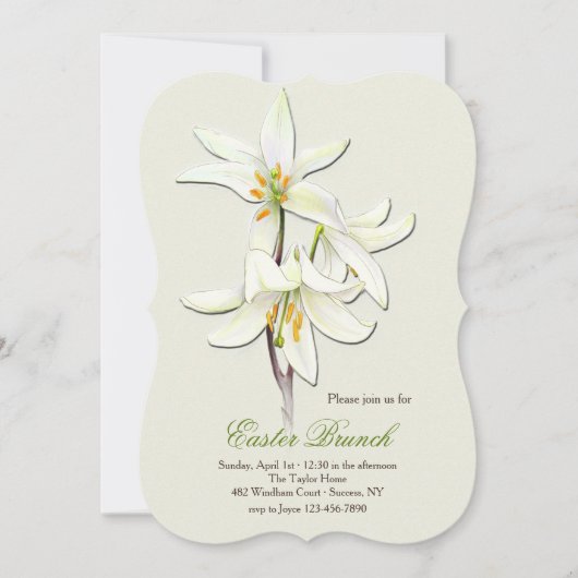 White Lilies Invitation Kaart (Voorkant)