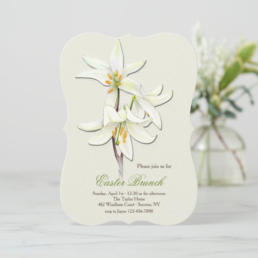 White Lilies Invitation Kaart (Staand voorkant)