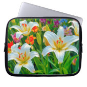 White Lilies Laptop Sleeve (Voorkant)