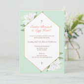 White Lilies & Mild Mint Easter Brunch Invite Kaart (Staand voorkant)