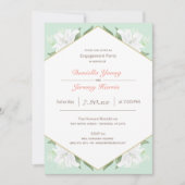 White Lilies & Mild Mint Engagement Party Kaart (Voorkant)
