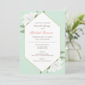 White Lilies & Mild Mint Vrijgezellenfeest Invite Kaart (Staand voorkant)