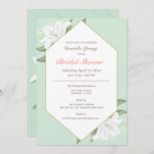 White Lilies & Mild Mint Vrijgezellenfeest Invite Kaart (Voorkant / Achterkant)