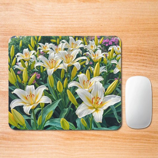 White Lilies Mouse Pad Muismat