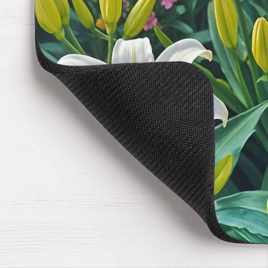White Lilies Mouse Pad Muismat (Hoek)