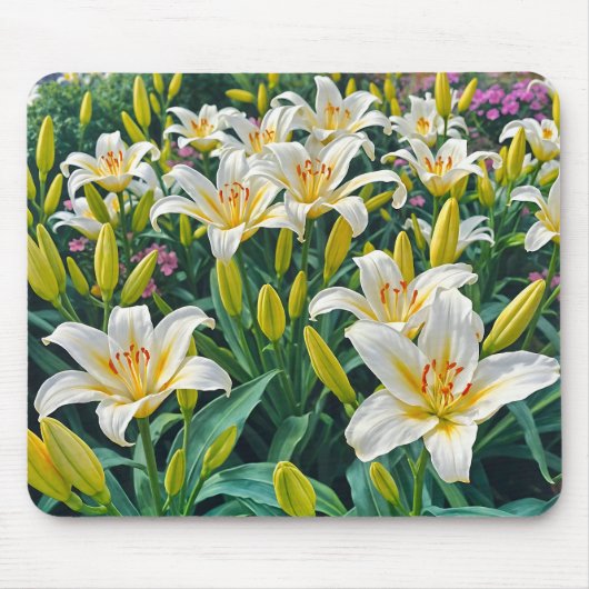White Lilies Mouse Pad Muismat (Voorkant)