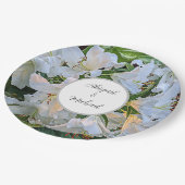 White Lilies Wedding Couple Names Floral Papieren Bordje (Gekanteld)