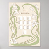 White Lilies Wedding Seating Chart 10 Tables Poster (Voorkant)