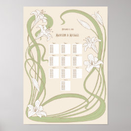 White Lilies Wedding Seating Chart 10 Tables Poster